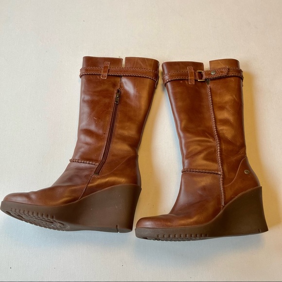 UGG Maxene Leather Tall Wedge Boots Style 1942 - Picture 11 of 14